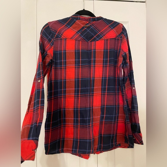 Only True N’ Blue - red and blue plaid button up - size S - Picture 2 of 6
